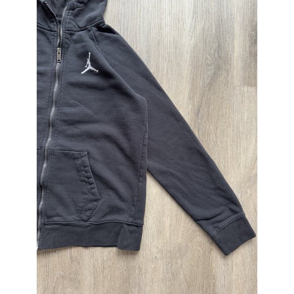 Rare Vintage Y2K Air Jordan Brand Nike Swoosh Full Zip Black Hoodie XL Kids - Picture 5 of 8